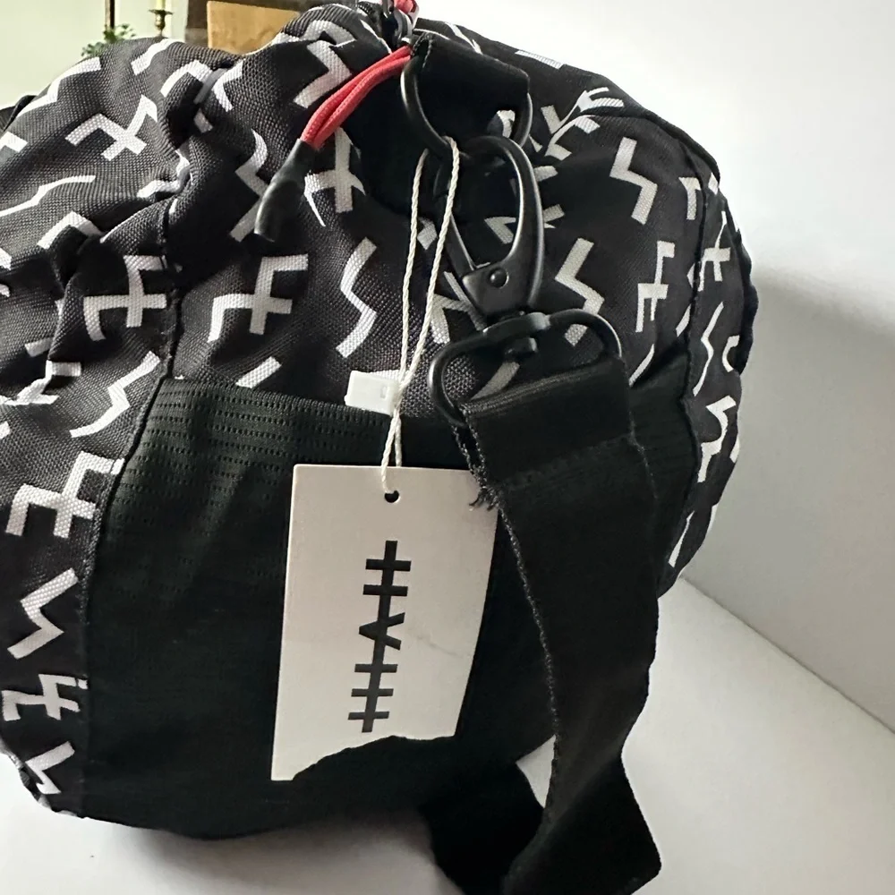 Not Dead Yet or HVlll Rune Black and White Duffel Bag NWT